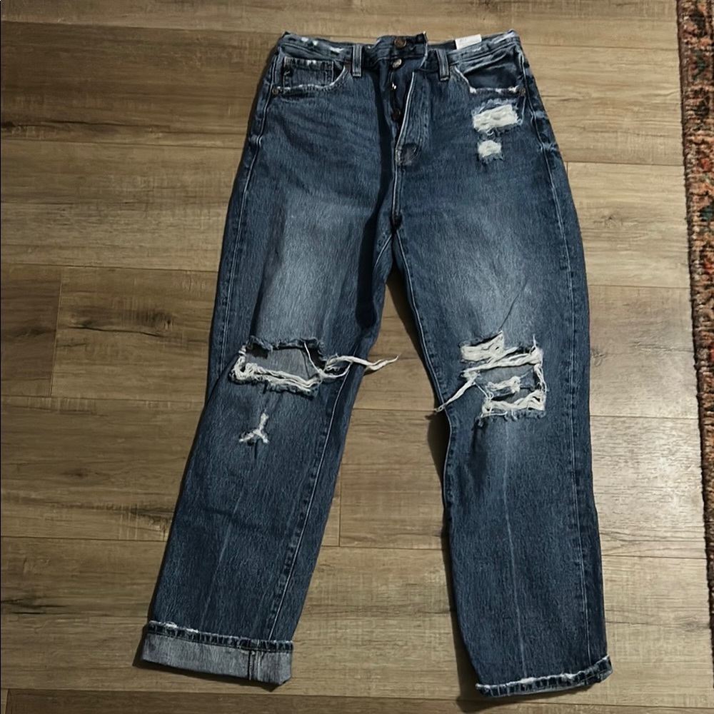 KanCan Distressed Ankle Jeans - Blue